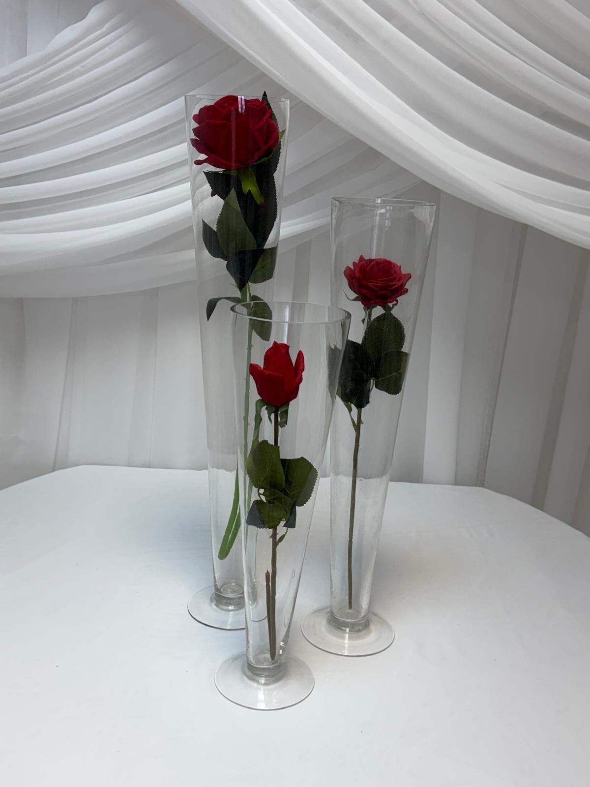 Vaza Sticla Conica Transparenta 40cm, 50cm, 60cm