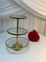 Platou Metal Pentru Prajituri Cu 3 Etaje Auriu