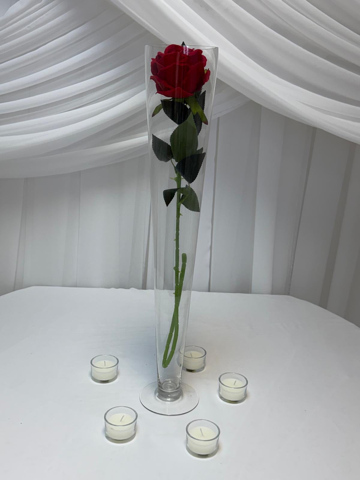 Vaza Sticla Conica Transparenta 40cm, 50cm, 60cm