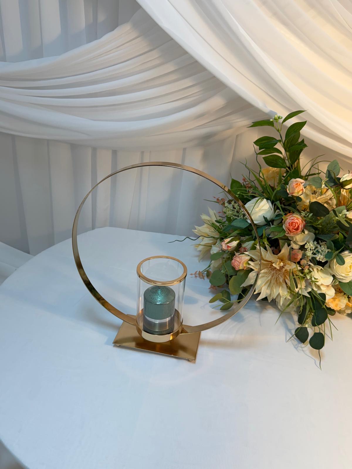 Suport Lumanare Cerc Auriu