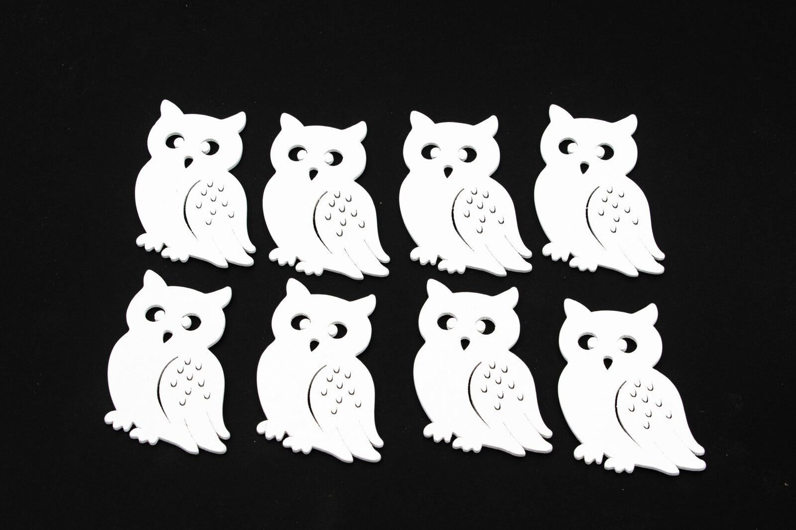 ornament-lemn-bufnita-alb-8set