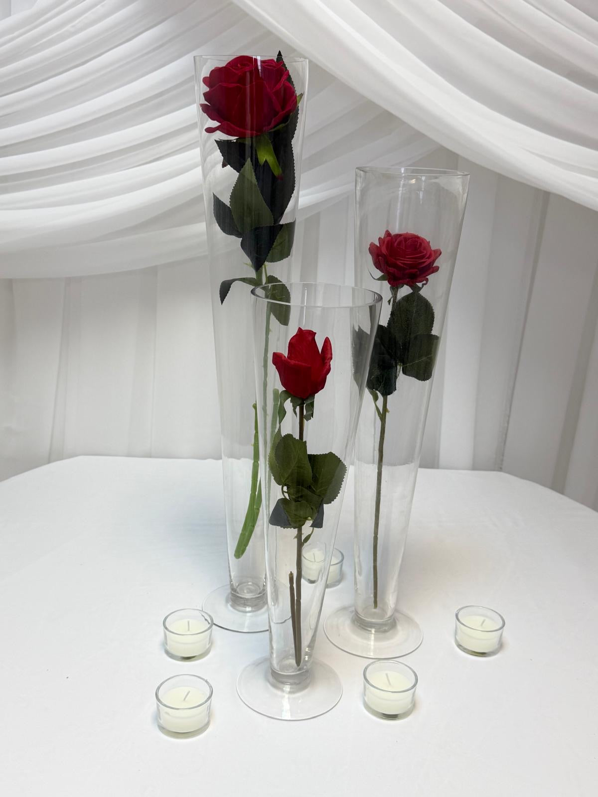 Vaza Sticla Conica Transparenta 40cm, 50cm, 60cm