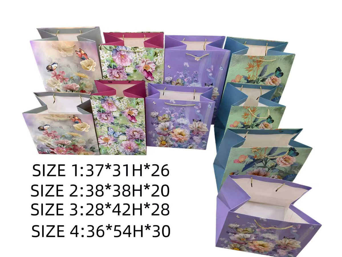 Pungi cadou Late si Mari Imprimeu Flori Si Fluturi 12/set