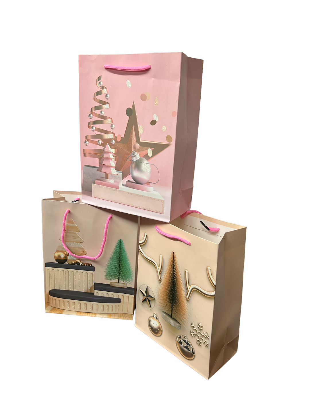 pungi-cadou-roz-bej-craciun-26x32x10