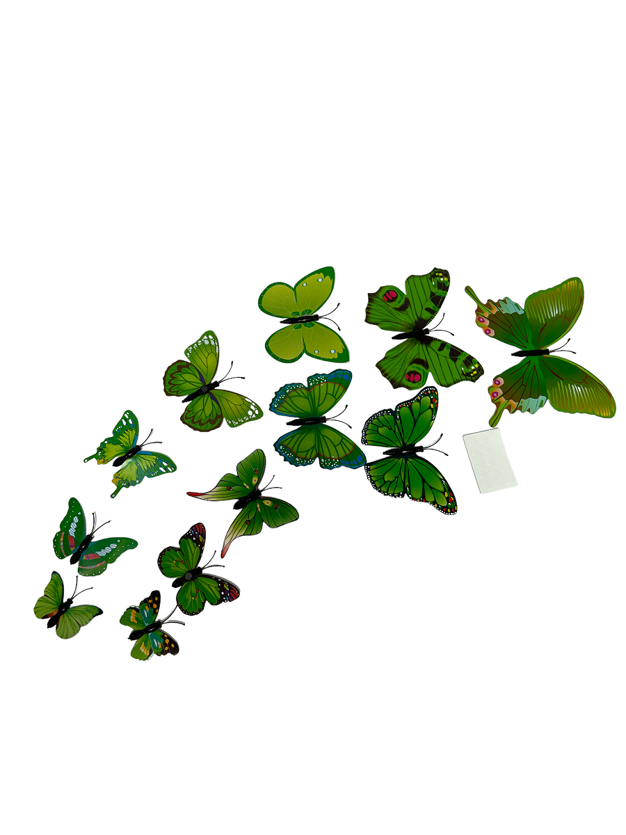 fluturi-plastic-magnet-12set-verde