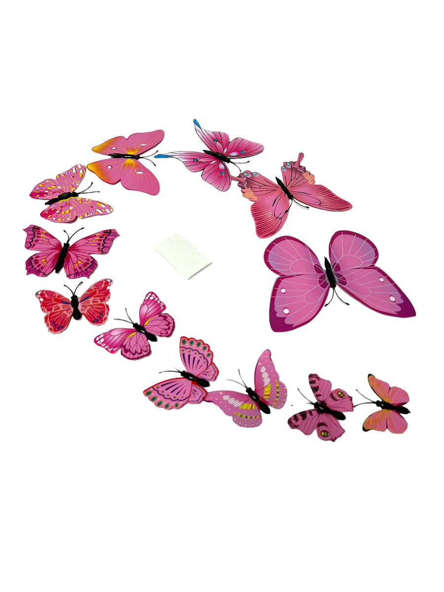 fluturi-plastic-magnet-12set-roz