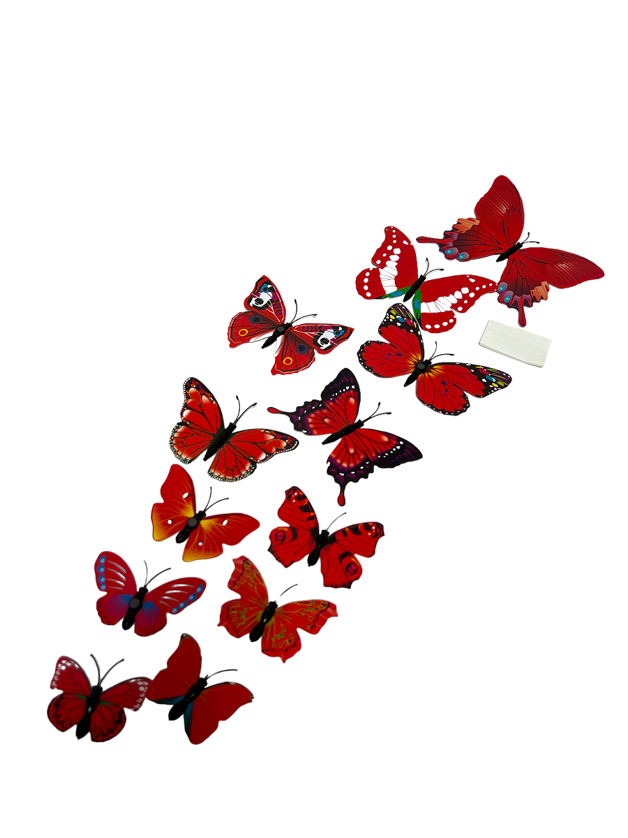 fluturi-plastic-magnet-12set-rosu