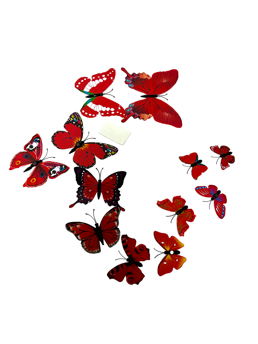 fluturi-plastic-magnet-12set-rosu