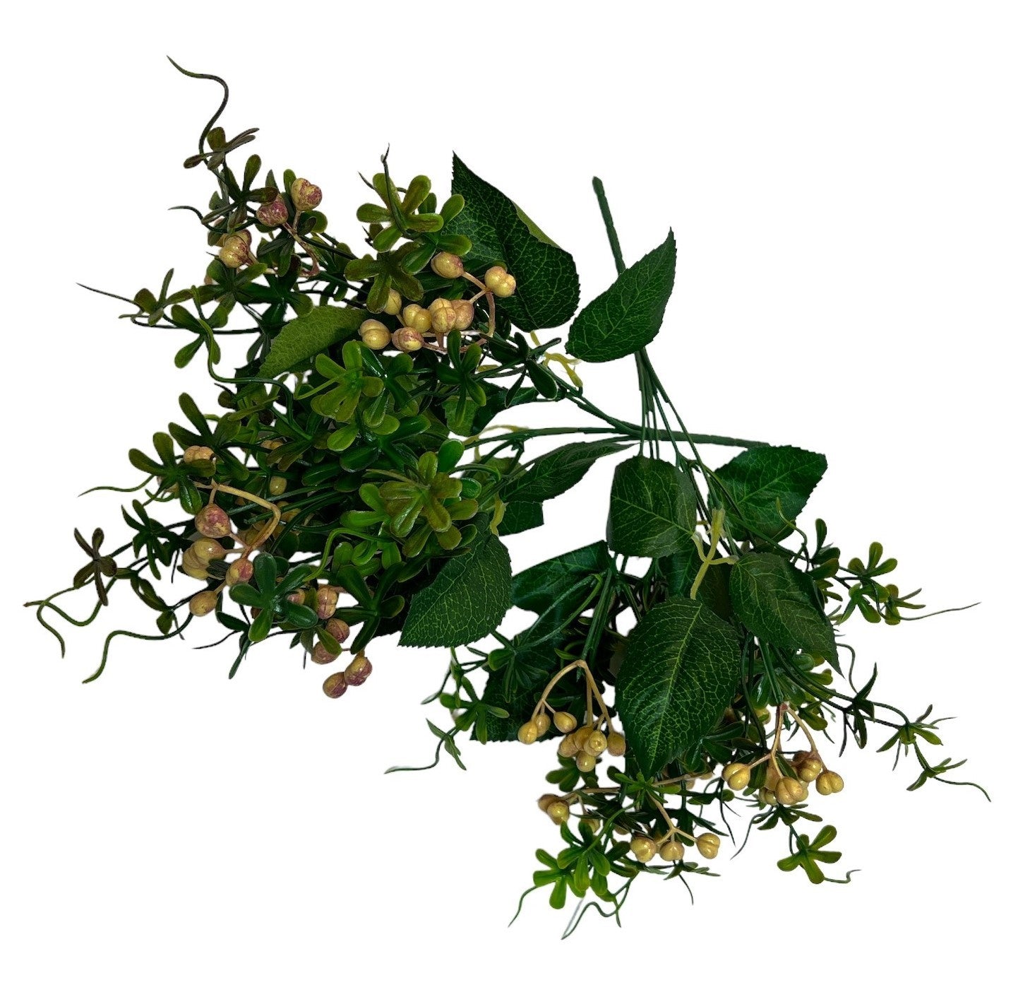 flori-artificiale-buchet-frunze-cu-inimioare-bej-2set