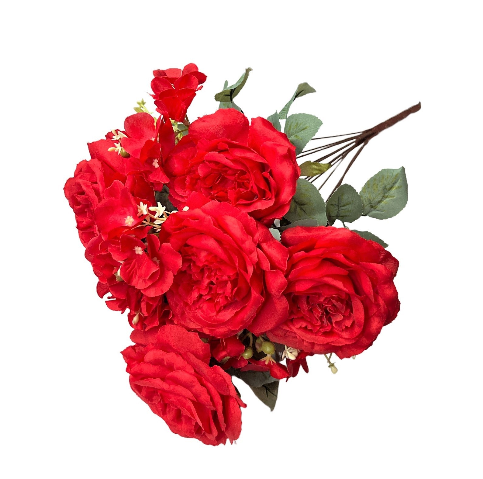 flori-artificiale-buchet-7-trandafiri-cu-4-hortensii-rosu