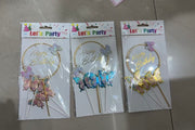 Toppere Pentru Tort HAPPY BIRTHDAY Cerc Cu Fluturi