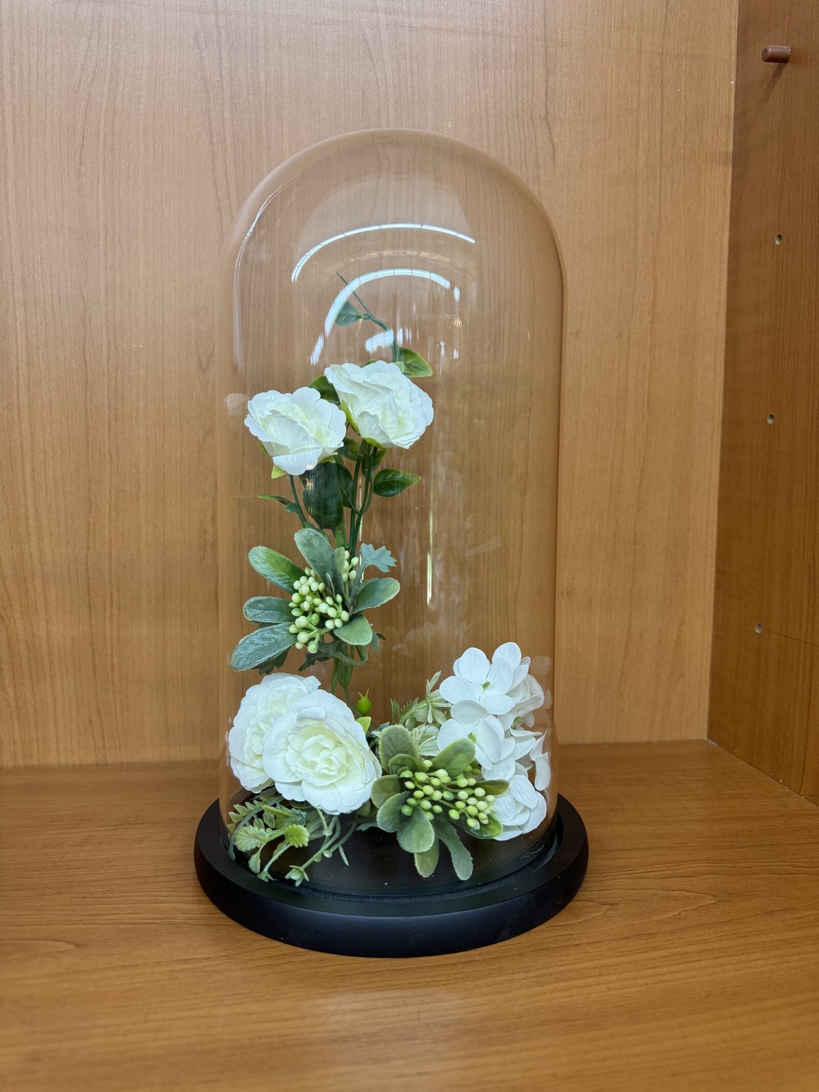 Cupole Sticla Suport Lemn Negru ⌀15cm