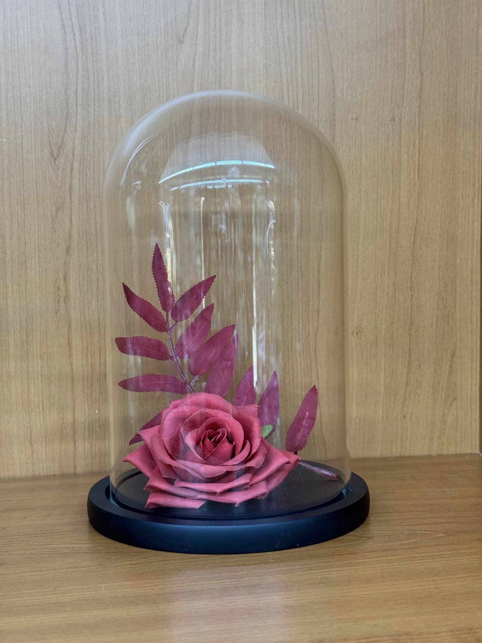 Cupole Sticla Suport Lemn Negru ⌀15cm