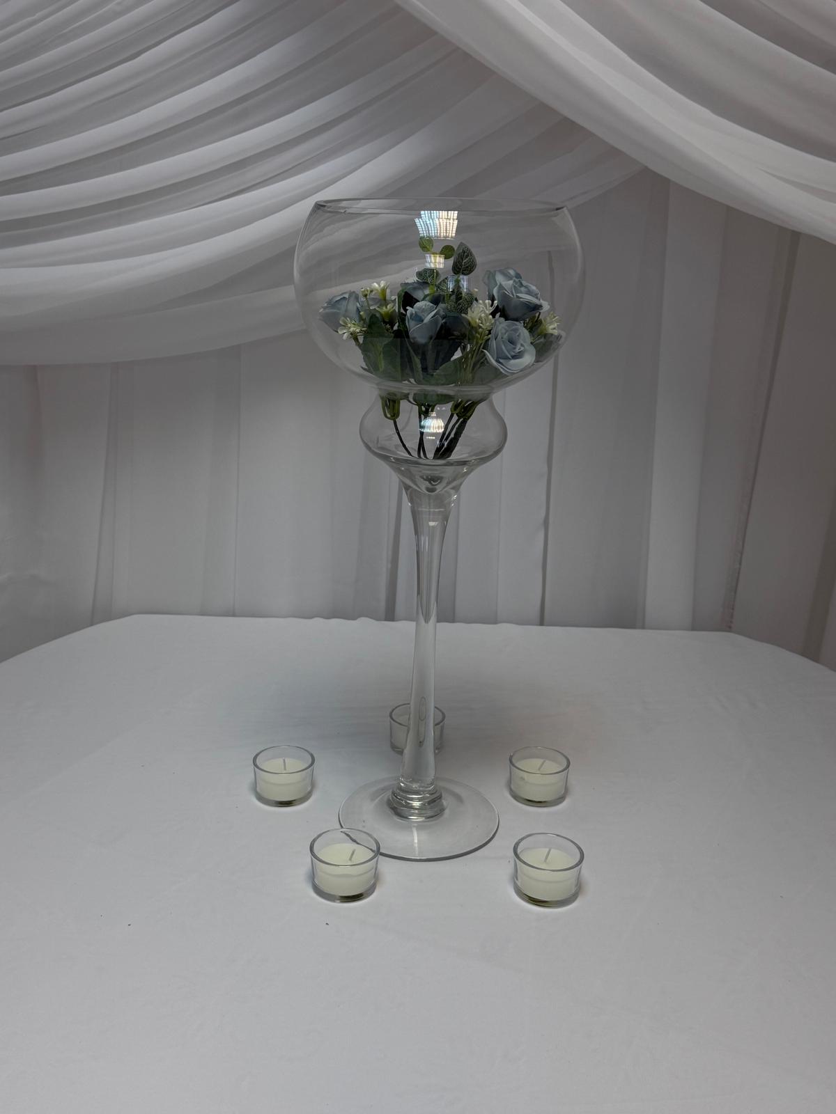 Vaza Sticla Transparenta Bol Acvariu Cu Picior 40cm, 50cm, 60cm