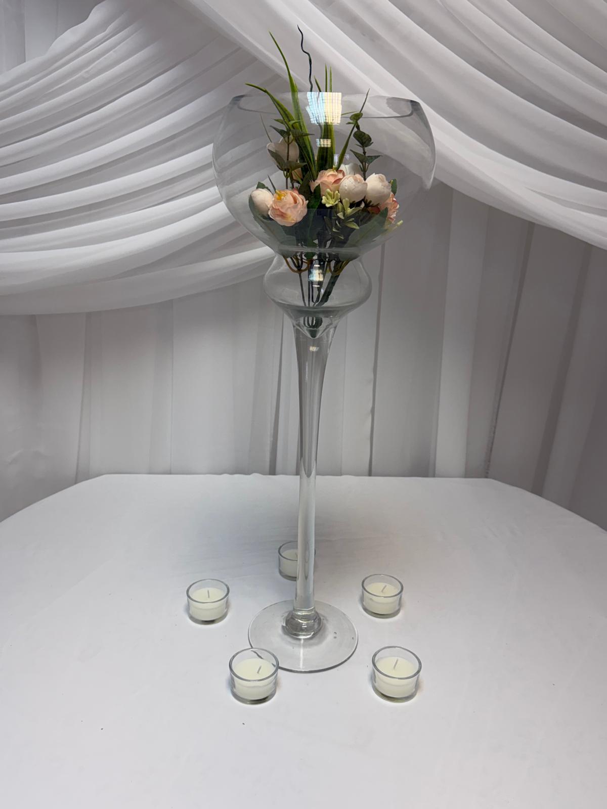 Vaza Sticla Transparenta Bol Acvariu Cu Picior 40cm, 50cm, 60cm