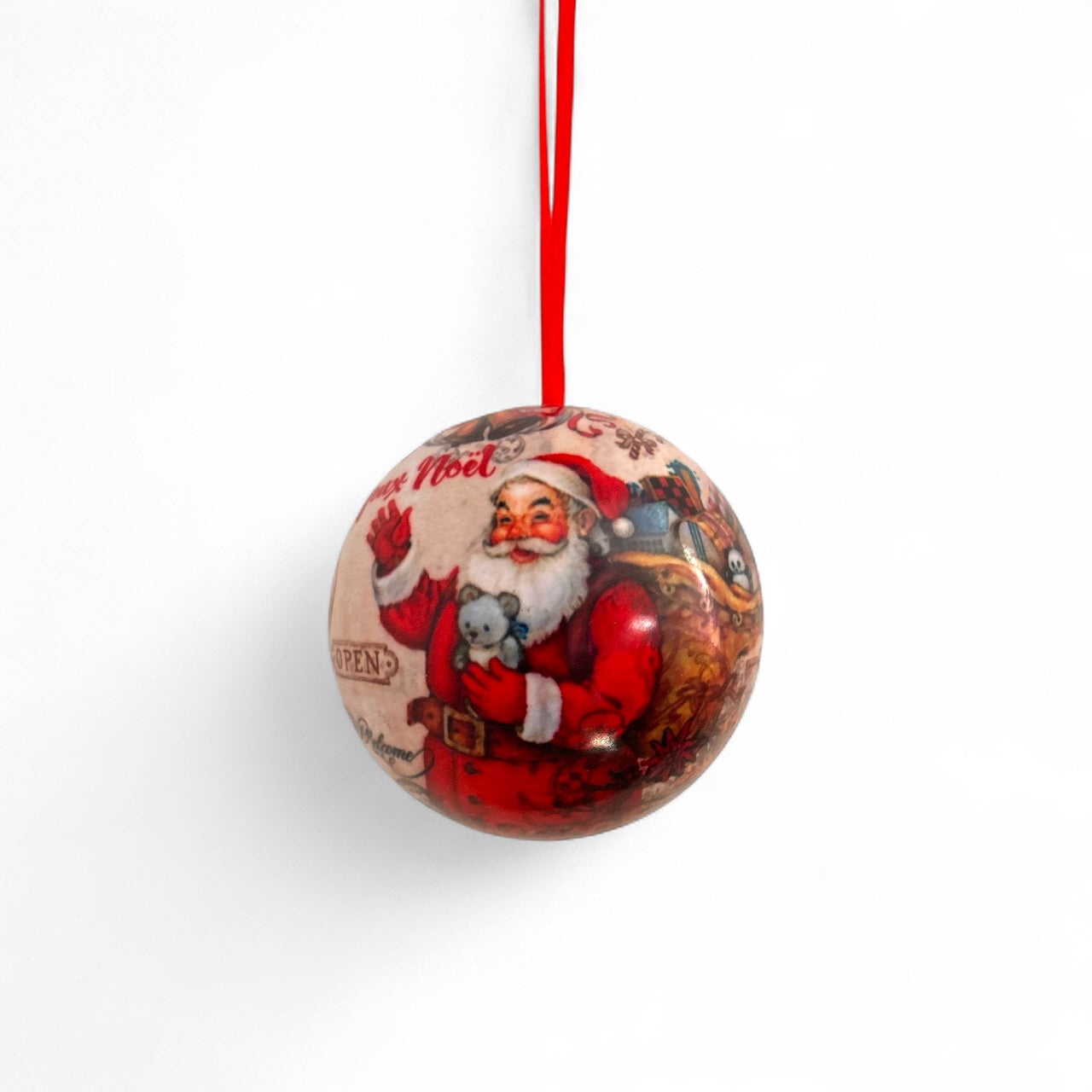 Glob Brad Craciun Decoratiune Cutie Metalica In Forma De Glob 7cm