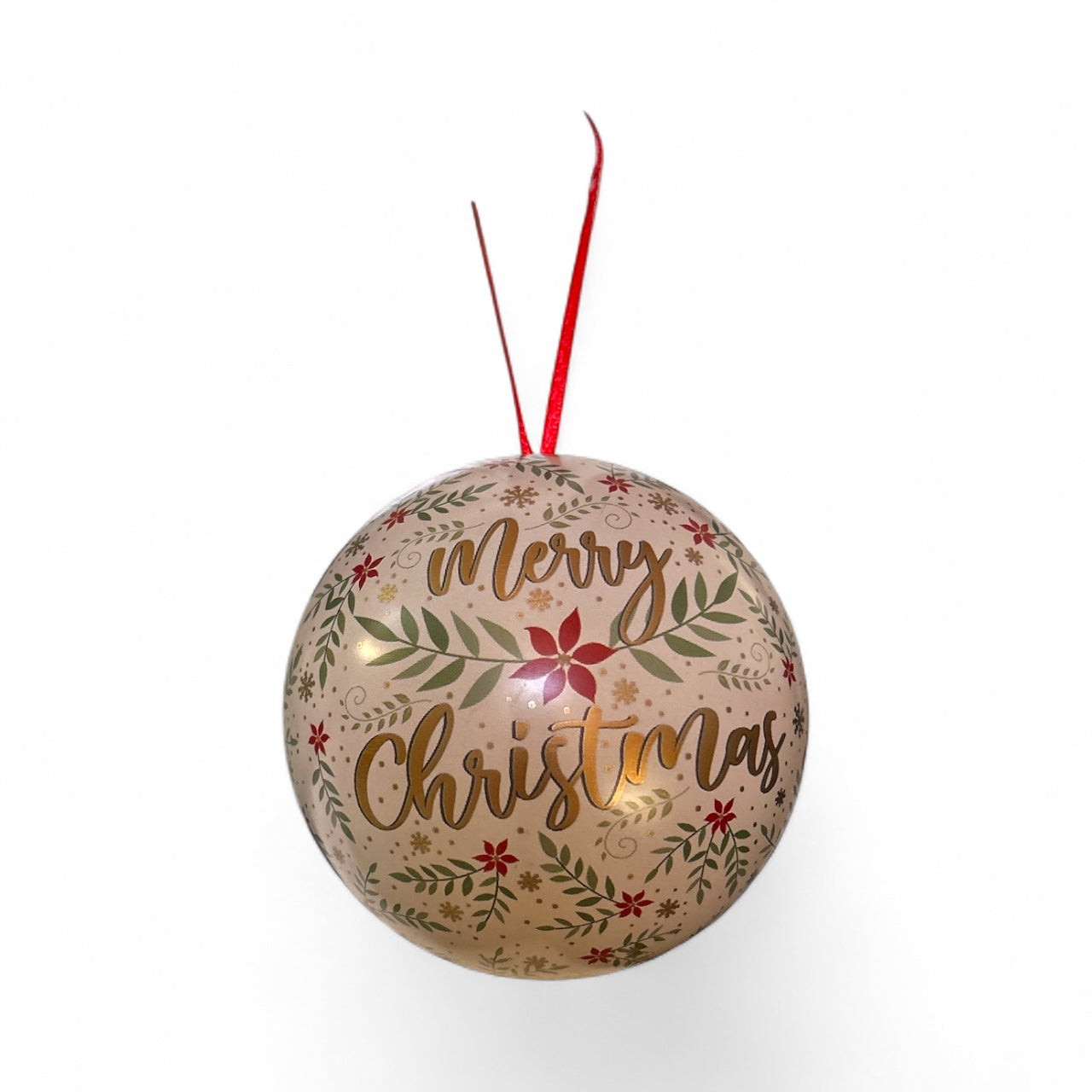 Glob Brad Craciun Decoratiune Cutie Metalica In Forma De Glob 8 cm