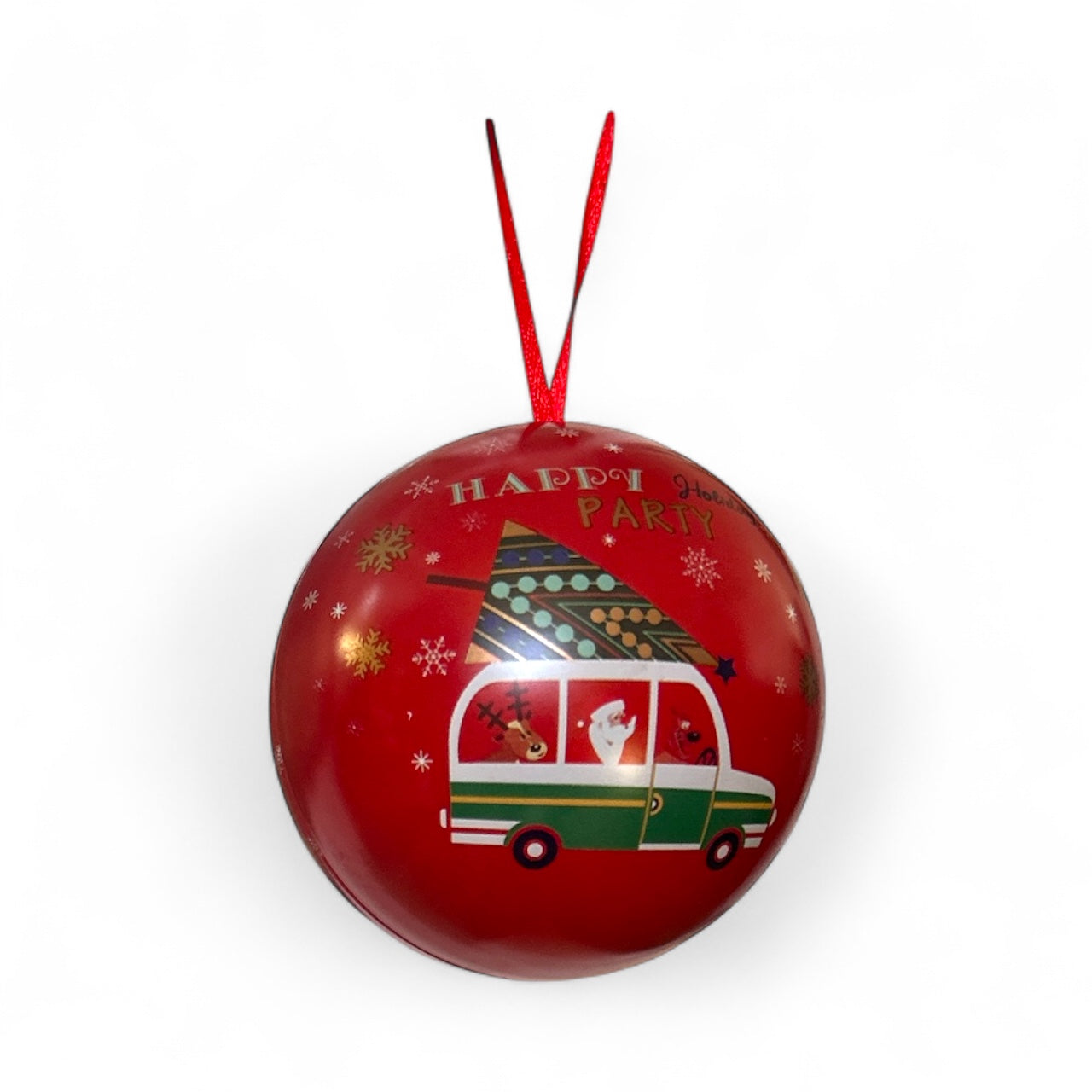 Glob Brad Craciun Decoratiune Cutie Metalica In Forma De Glob 8 cm