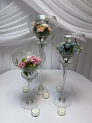 Vaza Sticla Transparenta Bol Acvariu Cu Picior 40cm, 50cm, 60cm