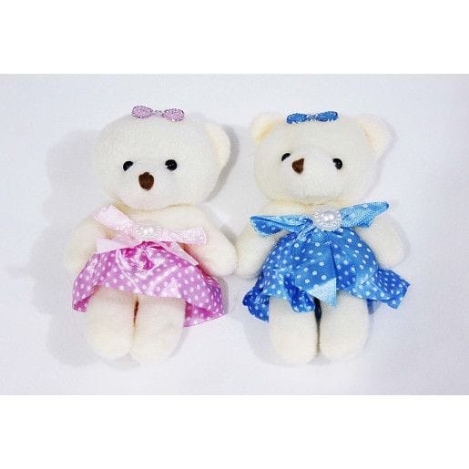 jucarie-plus-ursulet-bej-cu-rochita-roz-si-rochita-bleu