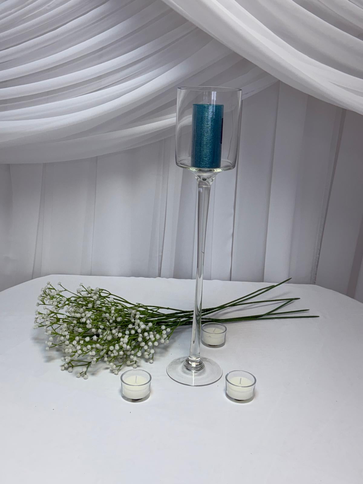 Vaza Sticla Transparenta Cilindru Cu Picior 40cm, 50cm, 60cm