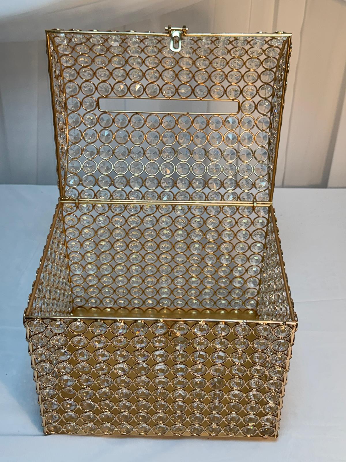 Cutie Dar Cufar Metal Auriu Cu Margele