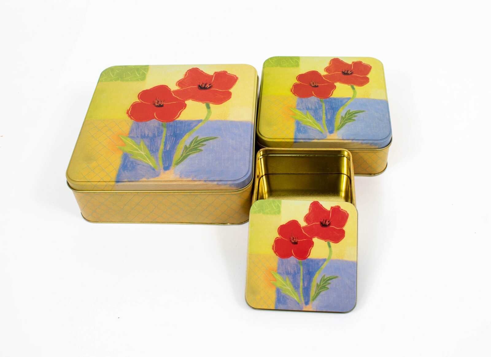 cutie-metal-patrata-3set-galbena-flori-rosii