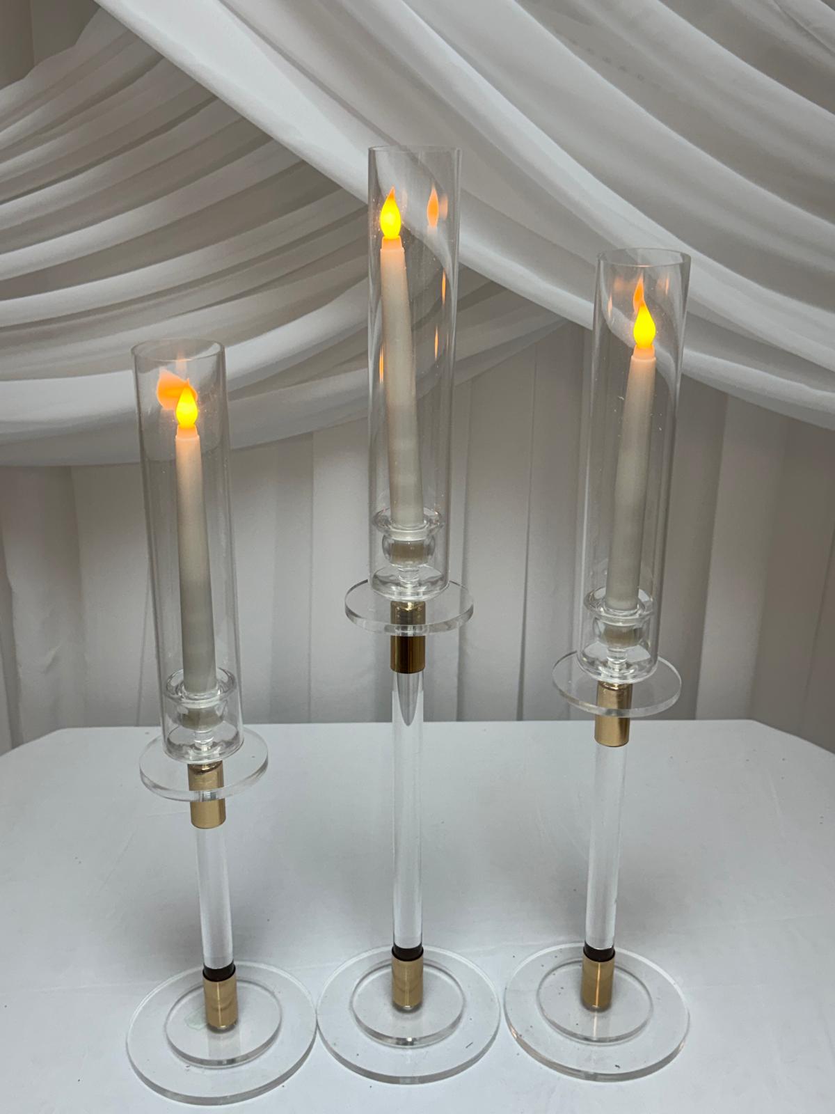 Suport Pentru Lumanari Acrilic Cu Metal 3/set