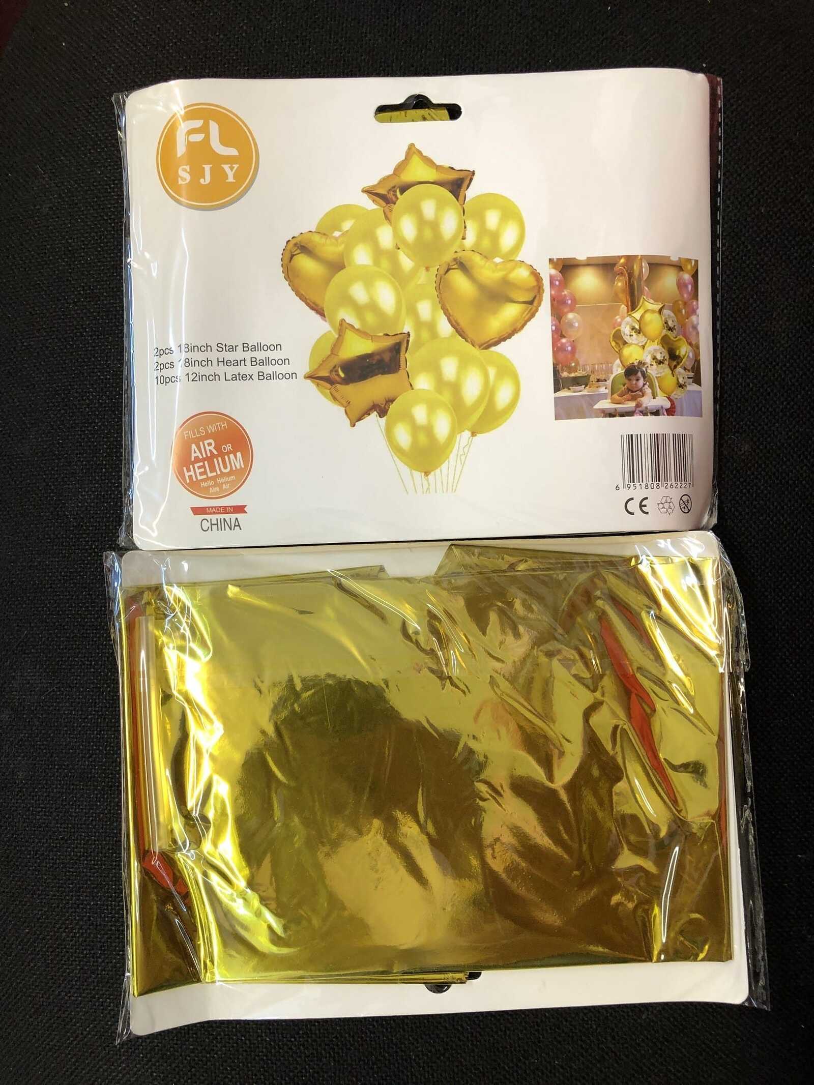 baloane-14set-2-stele-2-inimi-10-rotunde-auriu