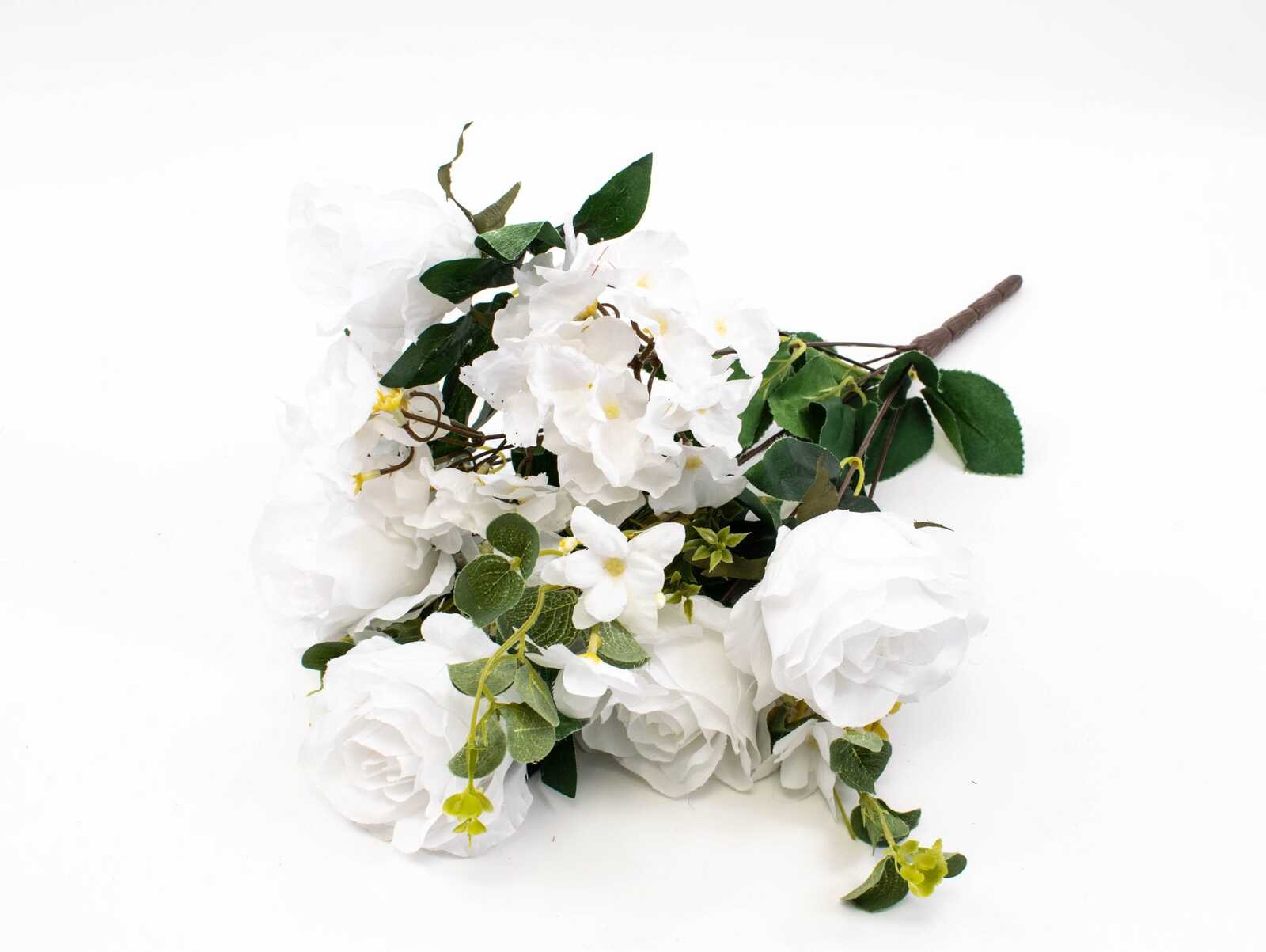 flori-artificiale-buchet-6-trandafiri-cu-2hortensii-3-flori-alb