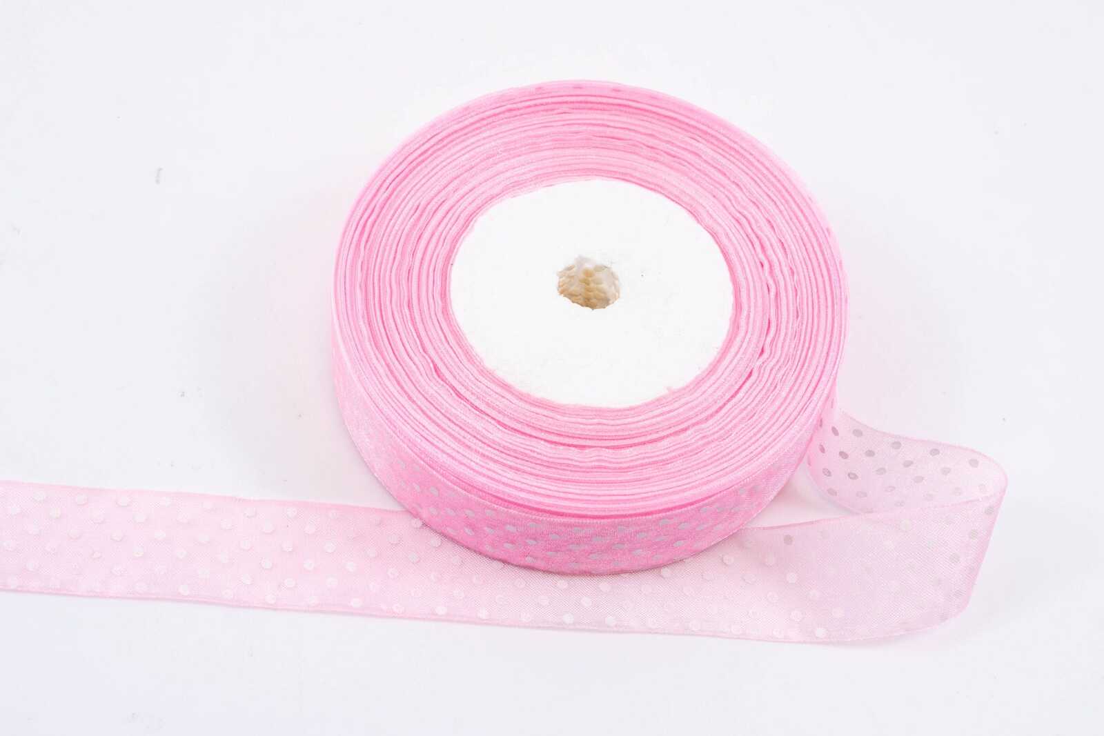 panglica-organza-cu-buline-25cm50m-roz