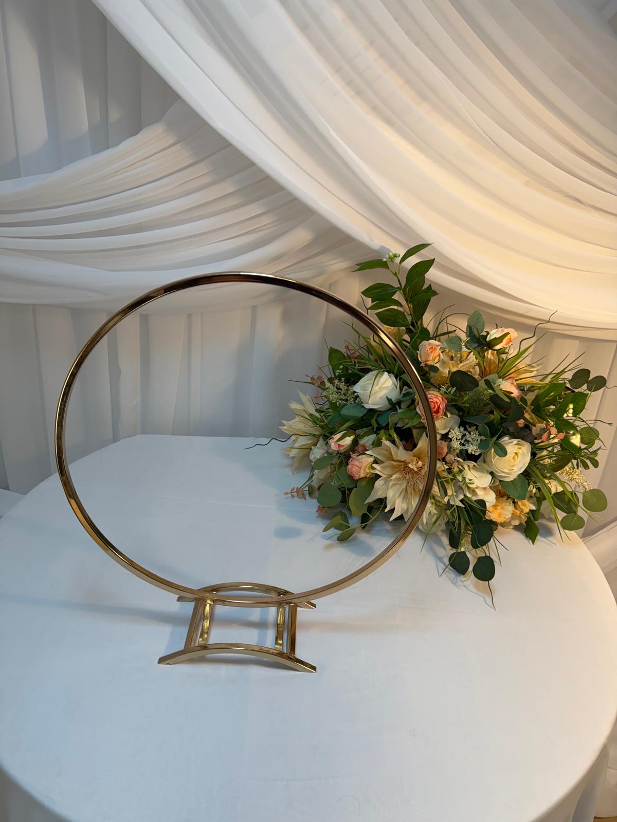 Suport Aranjamente Florale Cerc Metal Auriu (diametru 45 cm)