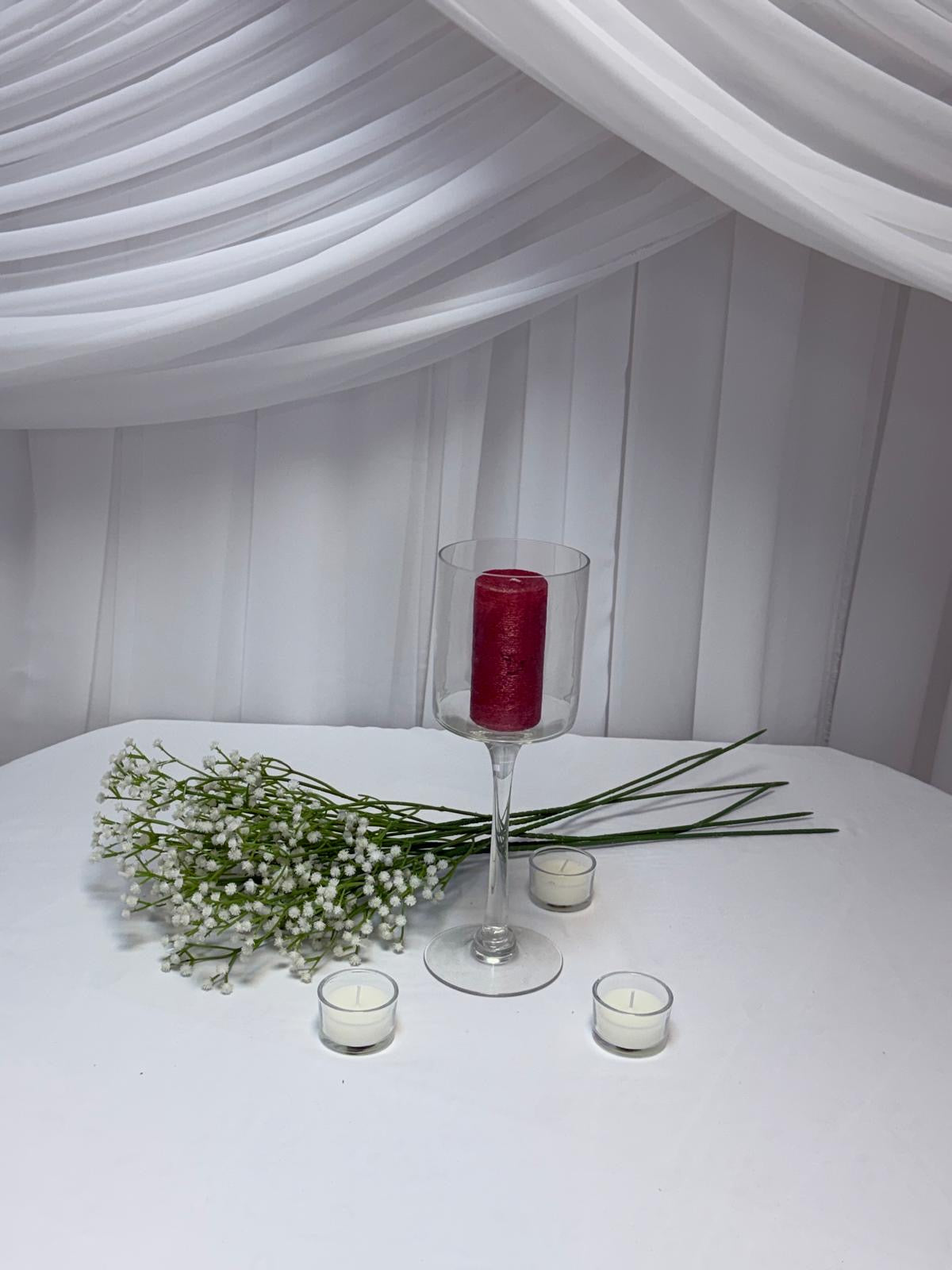 Vaza Sticla Transparenta Cilindru Cu Picior 40cm, 50cm, 60cm