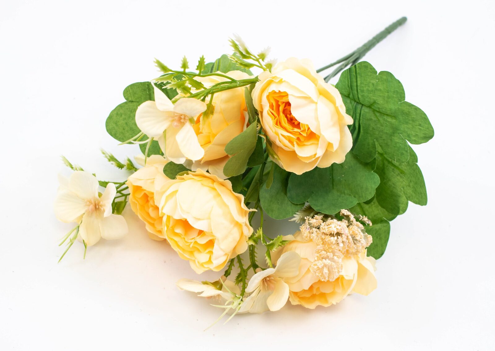 flori-artificial-buchet-bujori-cu-flori-galben