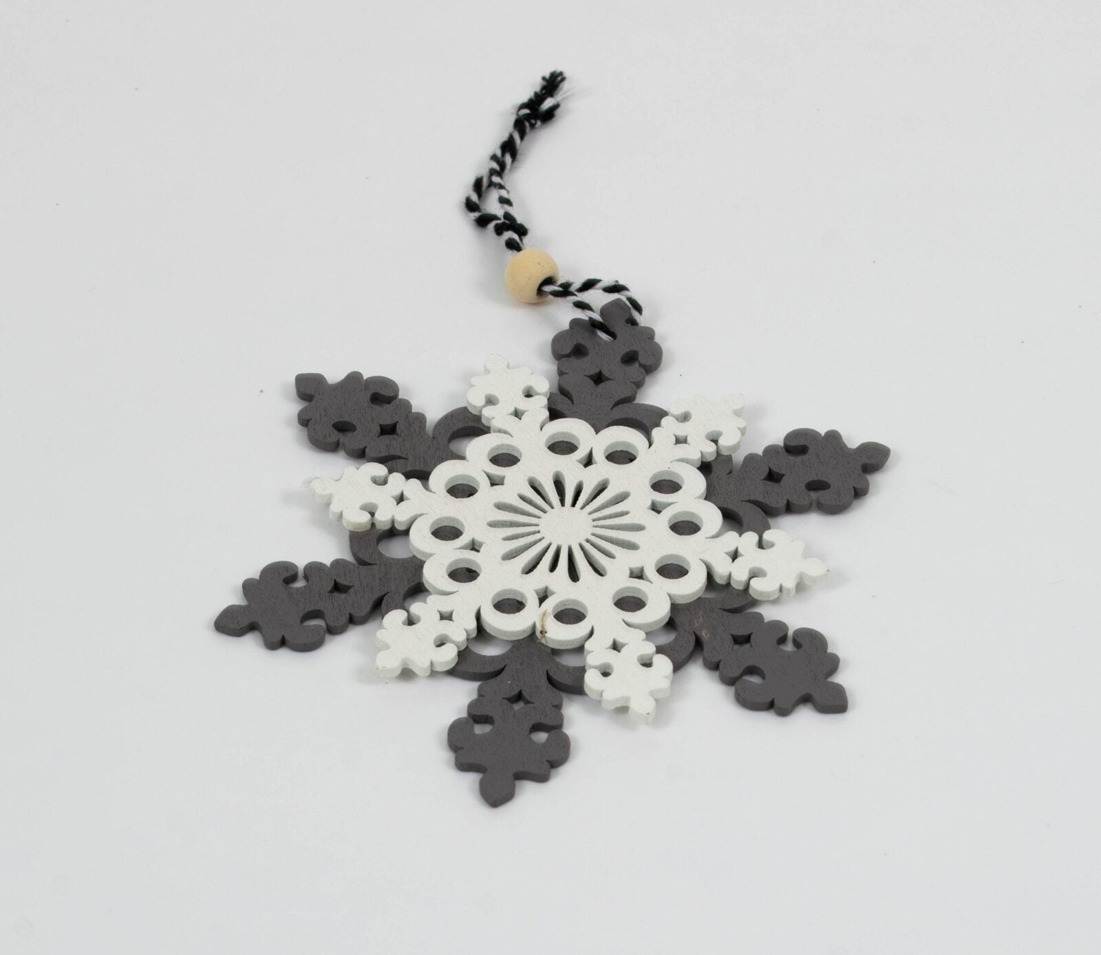 ornament-lemn-craciun-fulg-alb-gri-12set