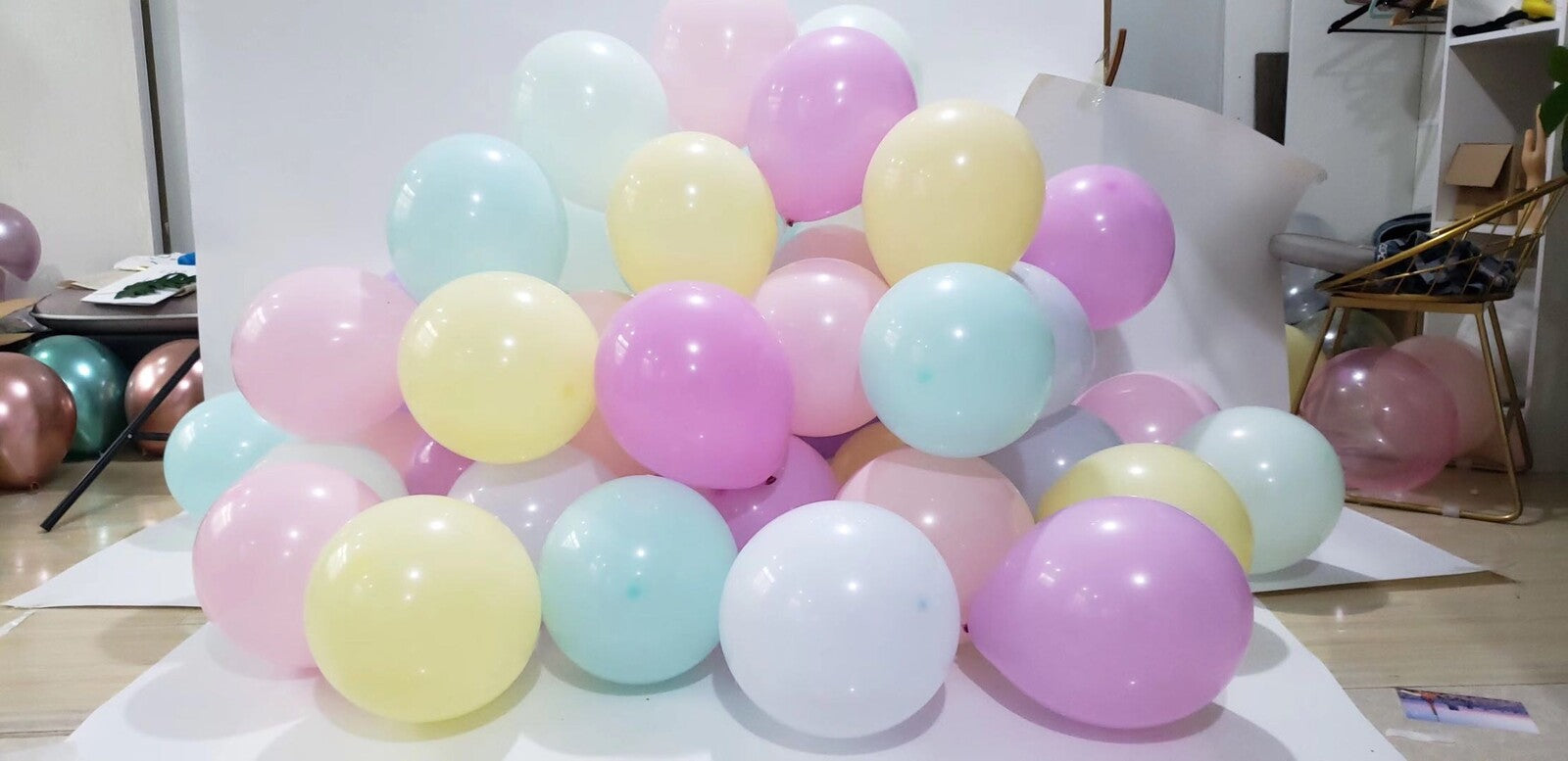 baloane-200set-5-12cm-colori-mate-macarons-galben