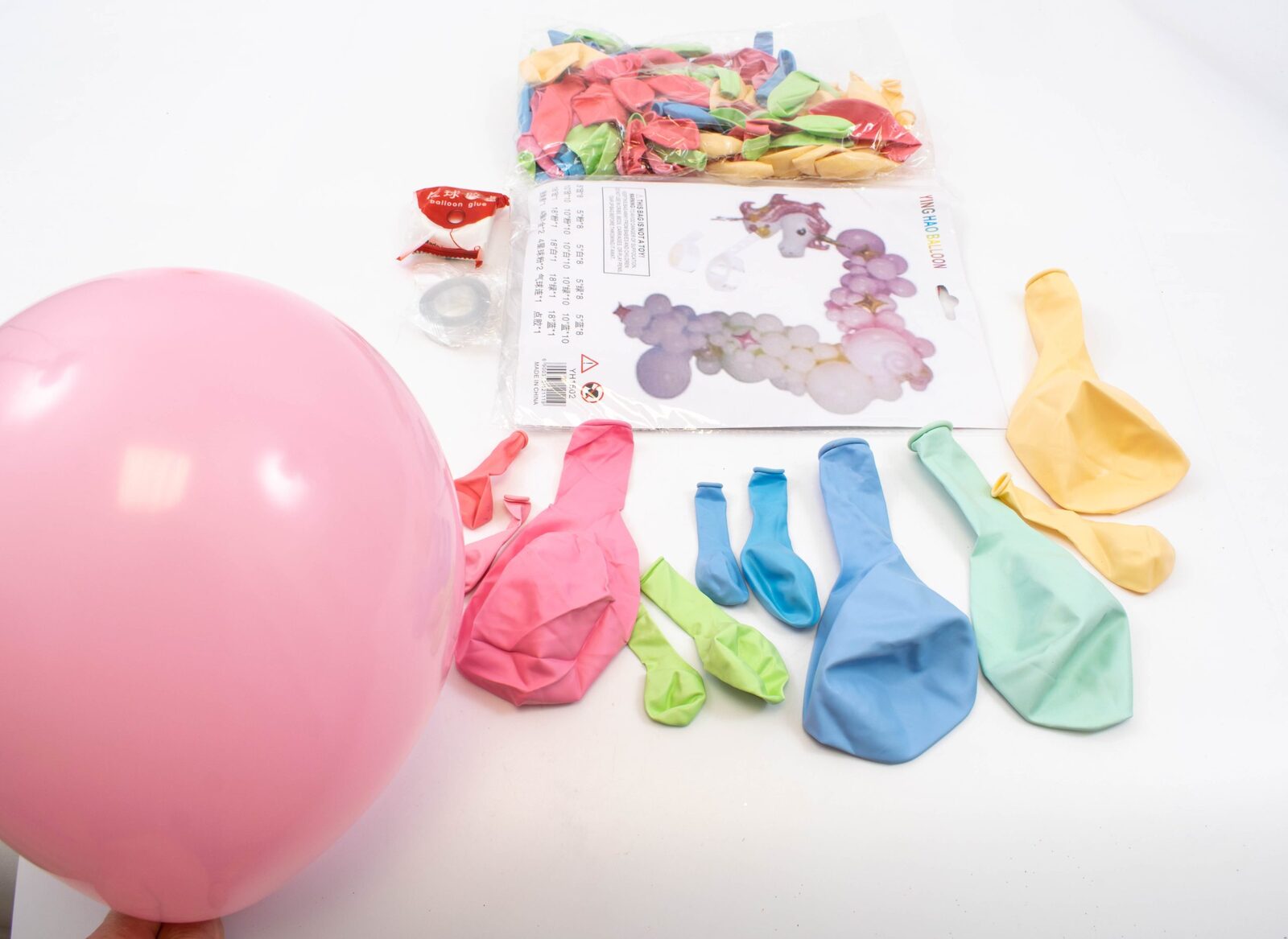 baloane-set-hm-1502-pentru-aranjament-roz-crem-bleu-verde-corai