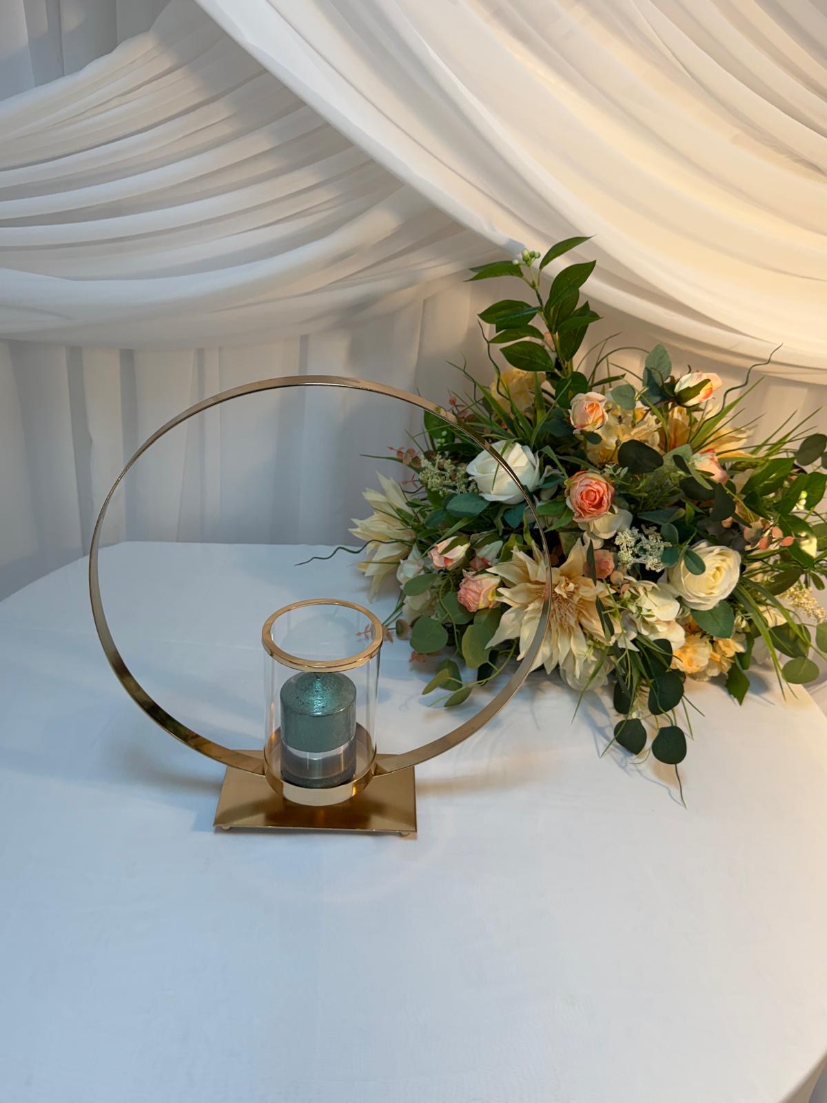 Suport Lumanare Cerc Auriu