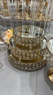 Platou Candy Bar Metal Auriu Cu Margele 3/set