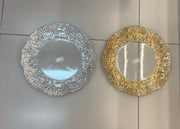 Platou Pentru Servire Din Plastic Transparent Margini Auriu sau Argintiu