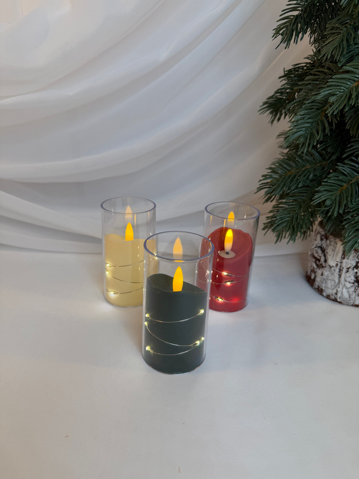 Lumânare LED decorativă în suport transparent Ø5 × 10 cm Cu Baterie