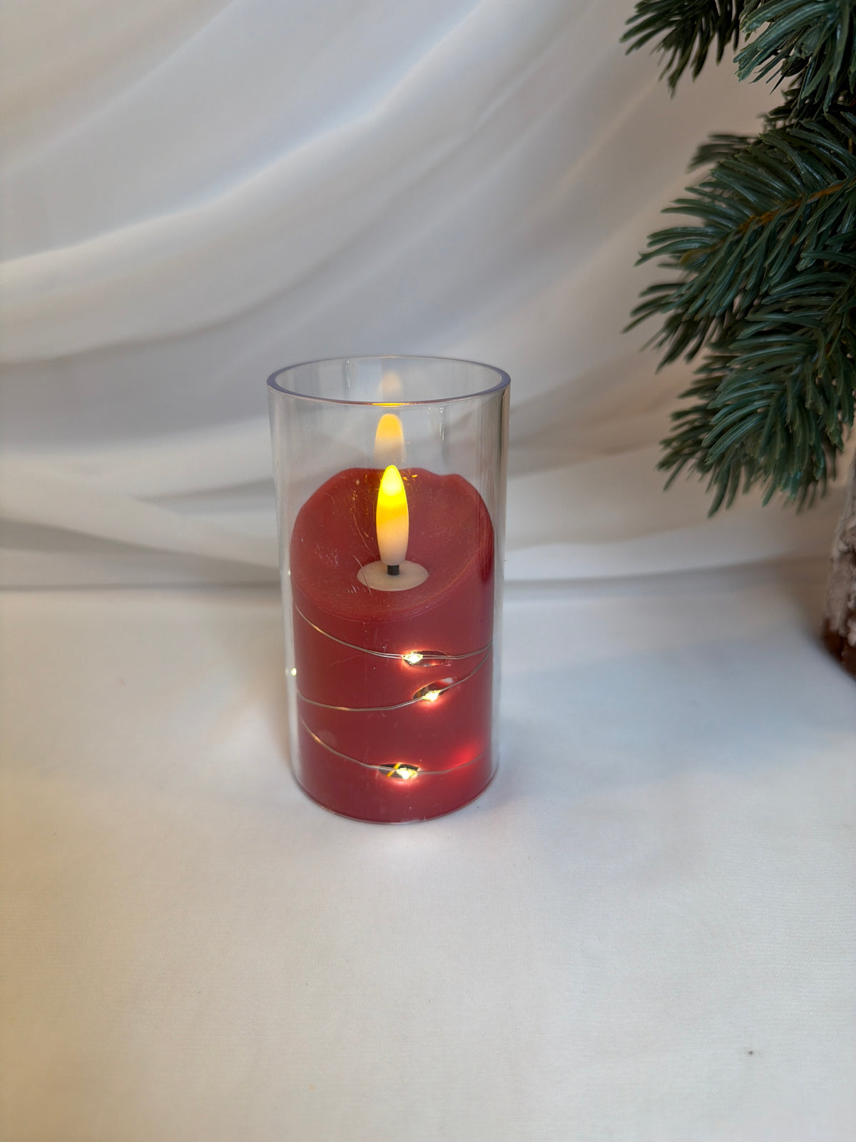 Lumânare LED decorativă în suport transparent Ø5 × 10 cm Cu Baterie