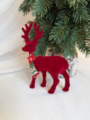 Decoratiune Craciun Ren In Picioare Cu Catifea Grena 15cm 021