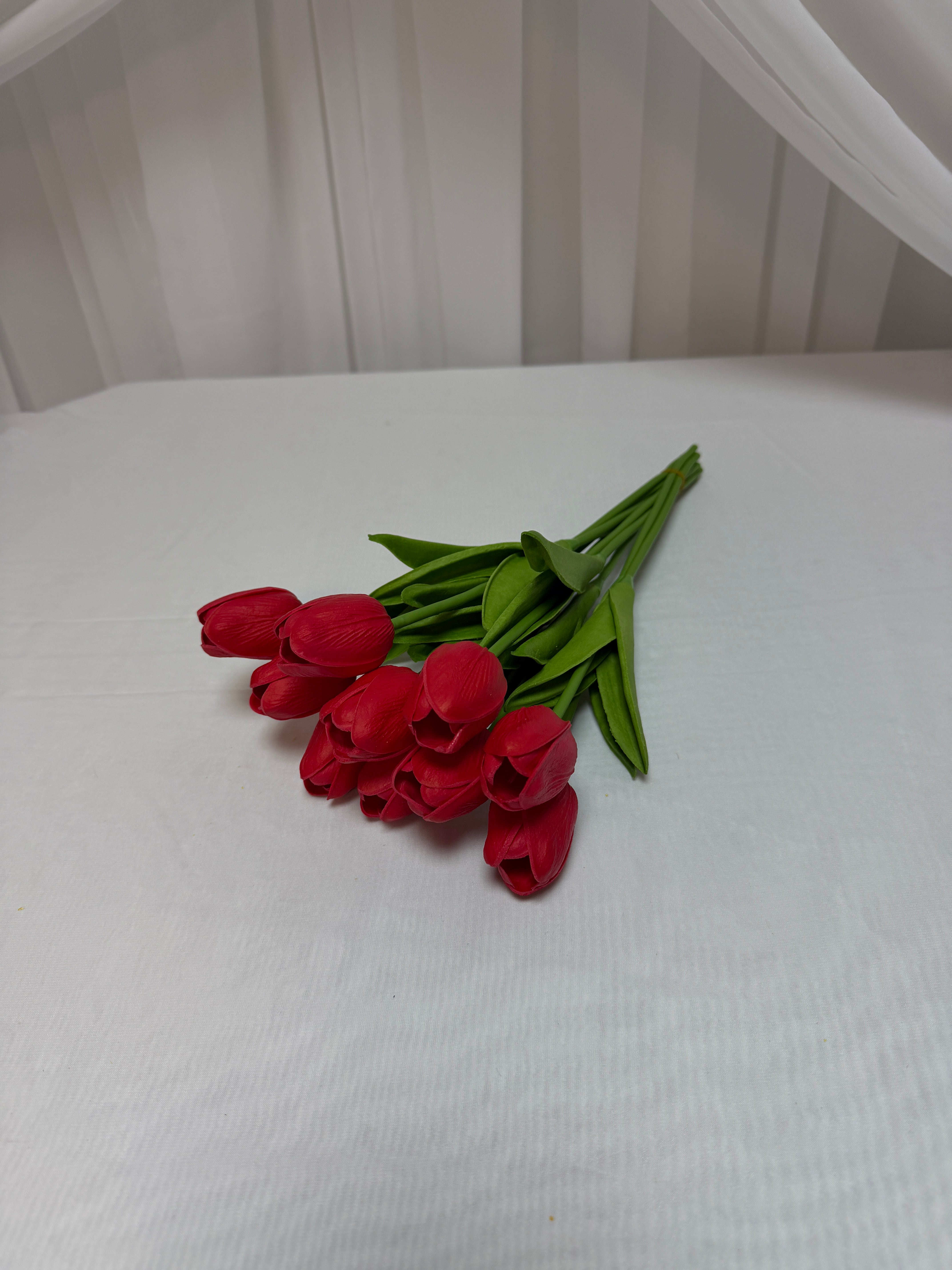 Flori Artificiale Lalele Legate 10 Fire Rosu