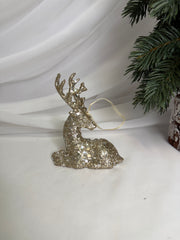 Decoratiune Craciun Ren Sta jos Cu Sclipici Sampanie 10cm 016