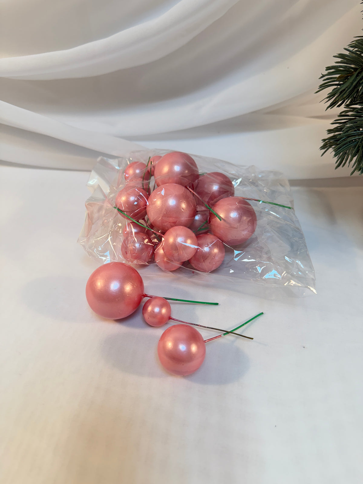 Ornamente Glob cu Sarma 20/set Roz Deschis Sidefat