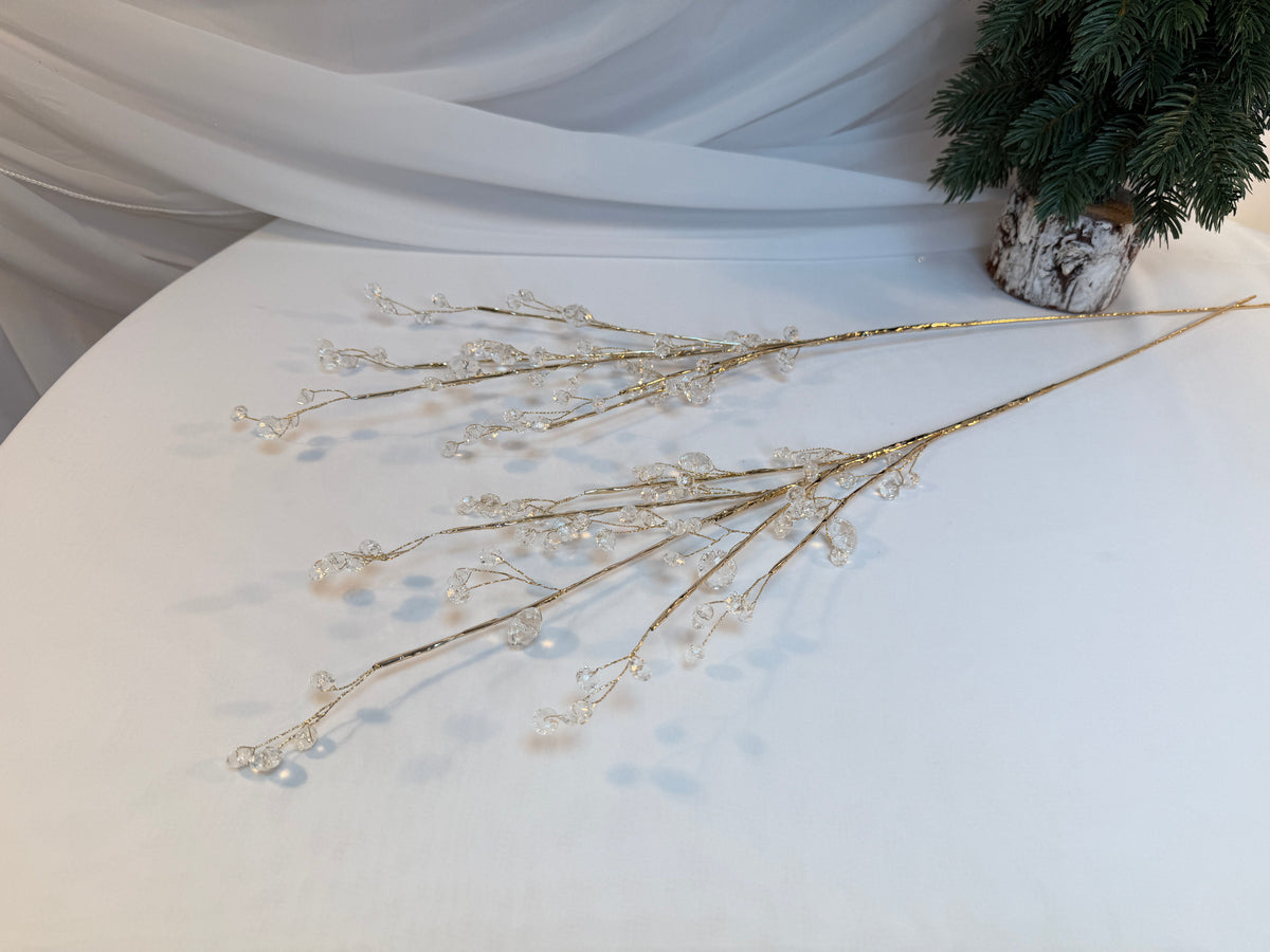 Creangă Decorativă cu Mărgele Transparente și Tijă Aurie, 73 cm 0427-4