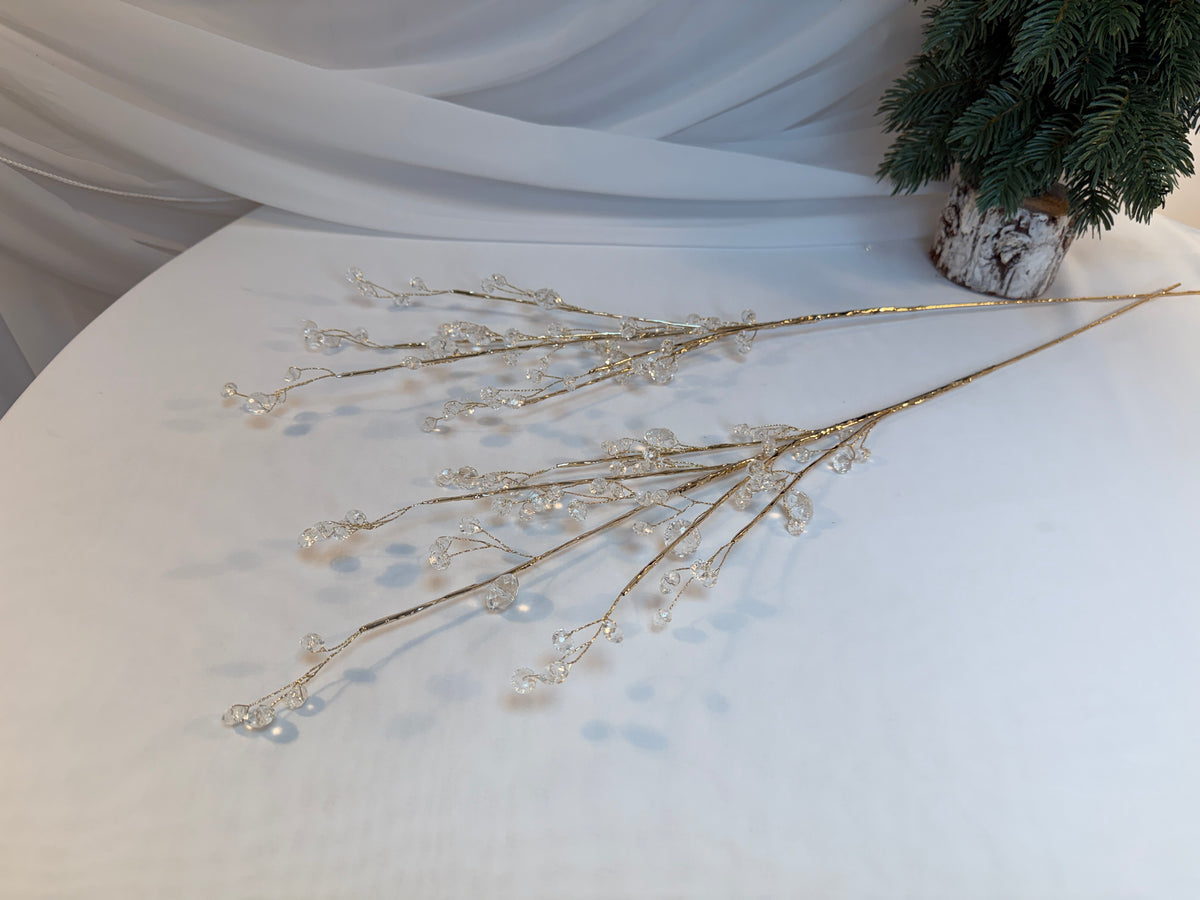 Creangă Decorativă cu Mărgele Transparente și Tijă Aurie, 73 cm 0427-4