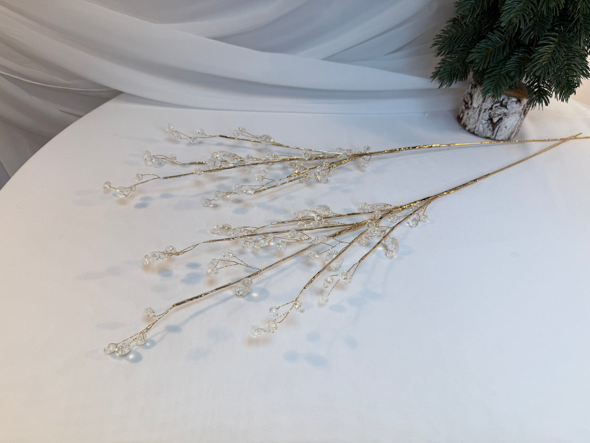 Creangă Decorativă cu Mărgele Transparente și Tijă Aurie, 73 cm 0427-4