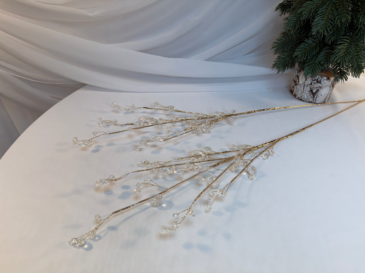 Creangă Decorativă cu Mărgele Transparente și Tijă Aurie, 73 cm 0427-4